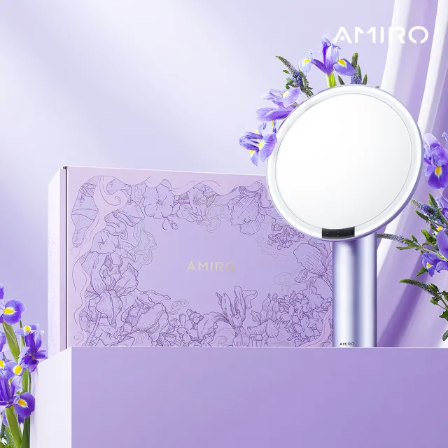 【AMIRO】Oath自動感光LED化妝鏡-愛意信使禮盒-暮山紫(美妝鏡   新年禮物 情人節禮物 尾牙 生日禮物)