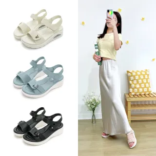 【PLAYBOY】運動休閒風格簡約寬帶增高涼鞋