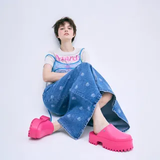 【MARDI MERCREDI】出清品 厚底穆勒鞋 桃粉色 經底小雛菊 鉚釘造型 FLOWER RIVET PLATFORM MULE