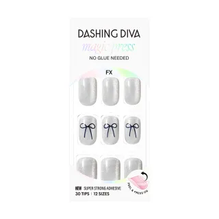 【DASHING DIVA】MAGICPRESS 時尚潮流美甲片_銀色蝴蝶結