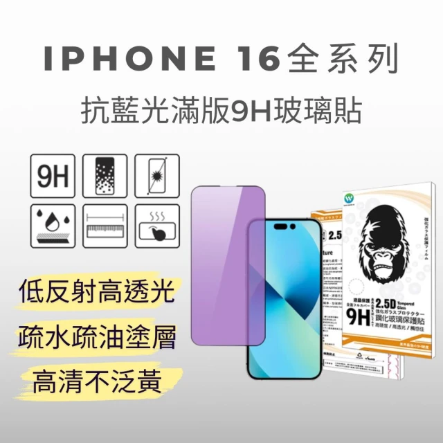 Oweida iPhone 16全系列 抗藍光 滿版鋼化玻璃貼