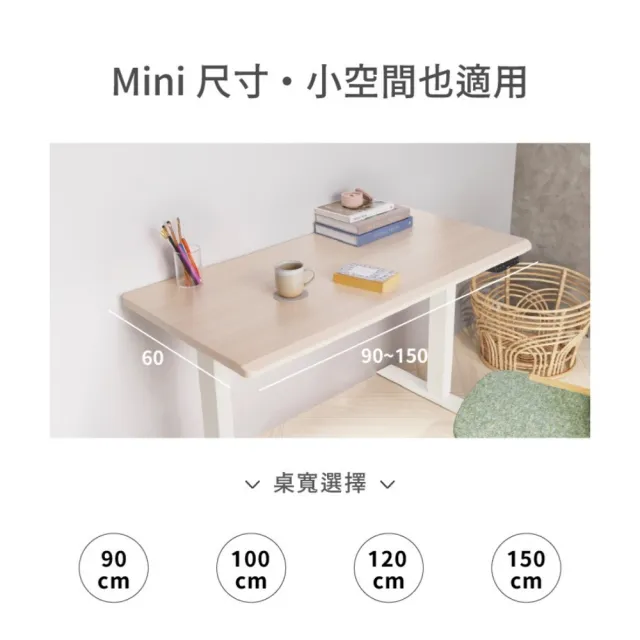 【FUNTE】Mini+ 電動升降桌/二節式 90x60cm 八色可選(辦公桌 電腦桌 工作桌)