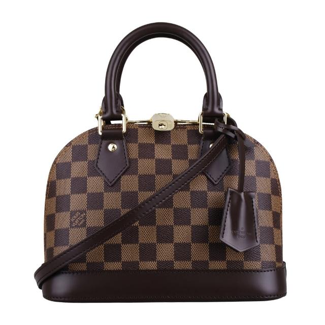【Louis Vuitton 路易威登】LV N41221 ALMA BB金字LOGO棋盤格設計Damier塗層帆布拉鍊手提斜背包(N41221)