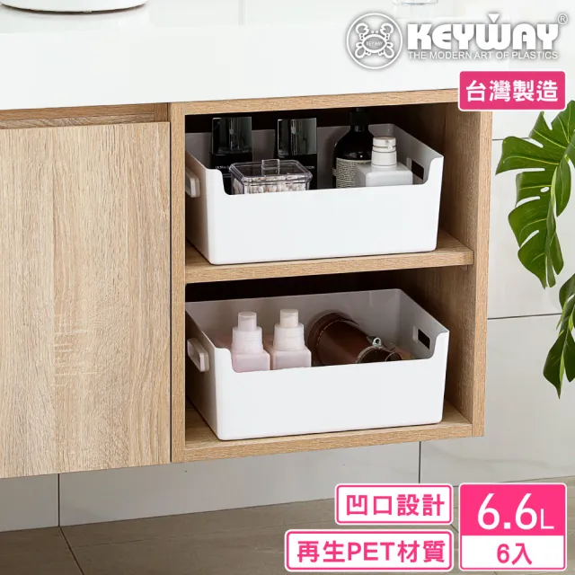 【KEYWAY 聯府】萊娜PET開放式置物盒6.6L-6入(Green made 收納盒 MIT台灣製造)