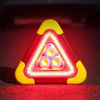 【威力鯨車神】新升級加大LED三角警示燈-太陽能/電池款任選(三角警示架 故障警示三角架 三角警示牌 三角錐)