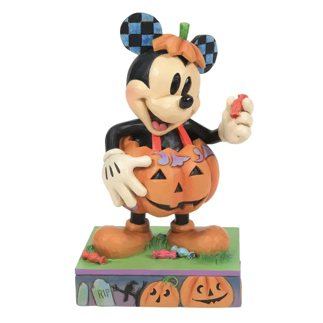 【Enesco】精品家飾 Disney 迪士尼 米奇萬聖節南瓜裝塑像居家擺飾