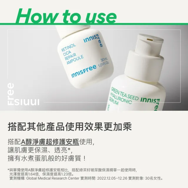 【INNISFREE】綠茶+A醇保濕淨膚修護組(補水神器+去粉刺安瓶)