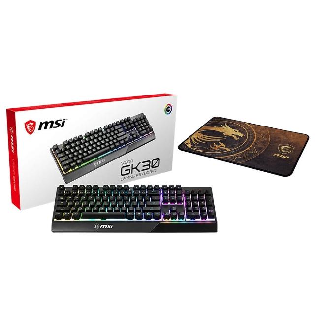 【MSI 微星】鍵盤鼠墊組★VIGOR GK30 電競鍵盤+AGILITY GD21 DRAGON TIAMAT 電競鼠墊