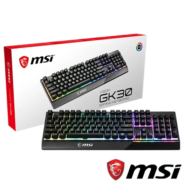 【MSI 微星】鍵盤鼠墊組★VIGOR GK30 電競鍵盤+AGILITY GD21 DRAGON TIAMAT 電競鼠墊
