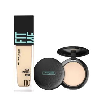 【MAYBELLINE 媚比琳】FIT ME反孔特霧粉底液PRO版+柔焦空氣粉餅(#NO.1底妝霸主 #空氣小圓餅)