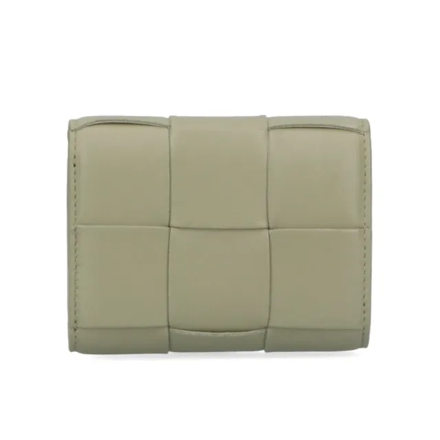 【BOTTEGA VENETA 寶緹嘉】BV Cassette Tri-Fold Zip 三折 經典編織 羊皮 短夾 皮夾 Travertine色 651372