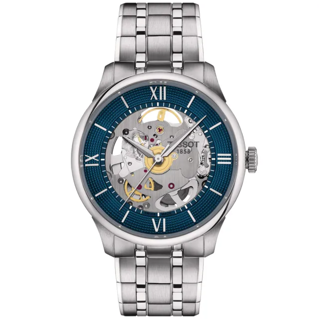 【TISSOT 天梭】TOURELLES 杜魯爾系列 鏤空經典機械腕錶 錶 週年慶 雙11(T1398361104800)