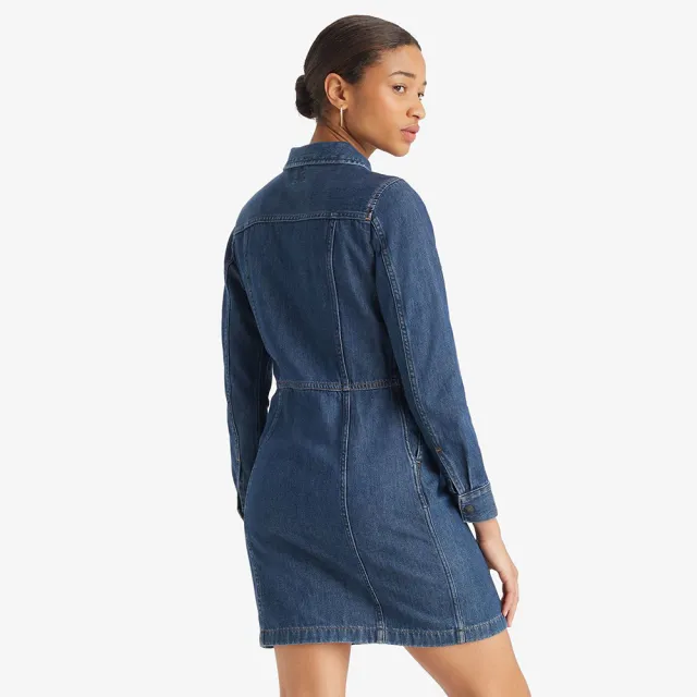 【LEVIS】女款 經典丹寧牛仔長袖洋裝 上衣 熱賣單品 A7592-0000