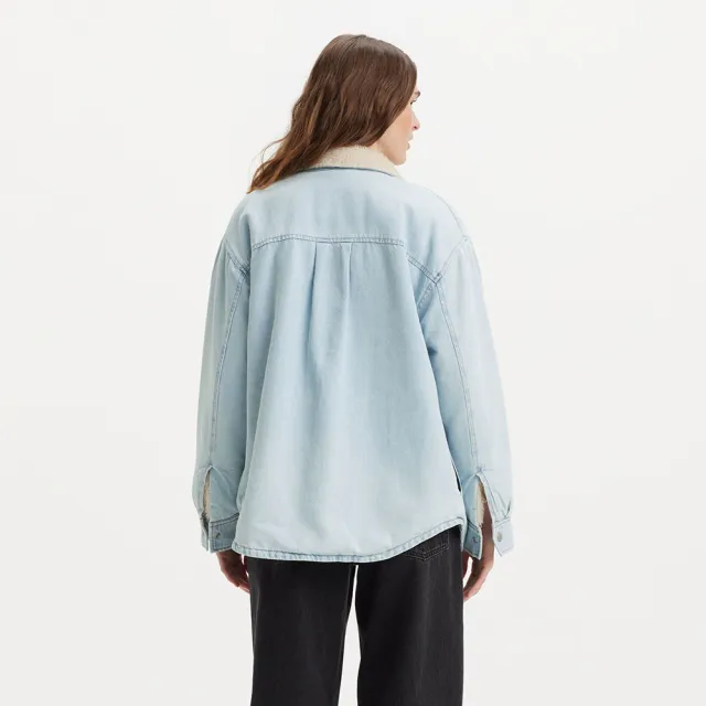 【LEVIS】女款 鋪毛翻領丹寧牛仔外套 熱賣單品 A7183-0010