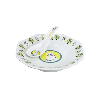 【yamaka】Moomin 嚕嚕米 陶瓷八角餐盤附勺組 19cm 典雅精緻(餐具雜貨)
