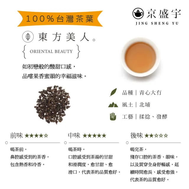 【京盛宇】東方美人-100g品味罐裝茶葉(白毫烏龍/100%台灣茶葉)