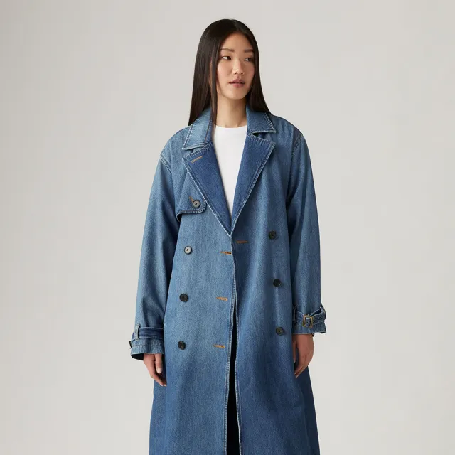 【LEVIS 官方旗艦】女款長版風衣丹寧外套 人氣新品 A8976-0001