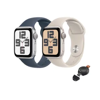 無線充電器組【Apple】Apple Watch SE 2024 GPS 44mm(鋁金屬錶殼搭配運動型錶帶)