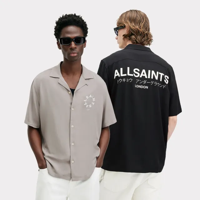 【ALLSAINTS】人造絲寬鬆印花公羊頭骨短袖襯衫(多款任選)