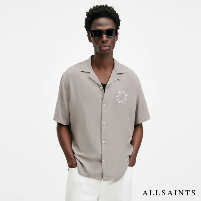 【ALLSAINTS】人造絲寬鬆印花公羊頭骨短袖襯衫(多款任選)