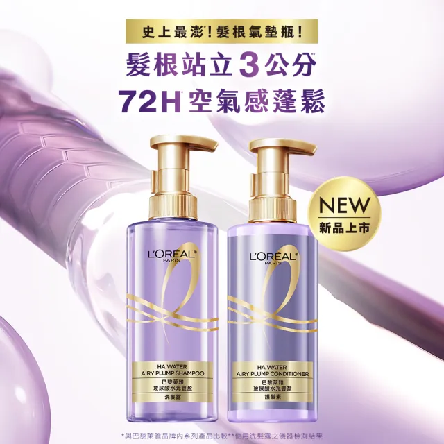 【LOREAL Paris 巴黎萊雅】玻尿酸水光豐盈洗髮露/護髮素2入組