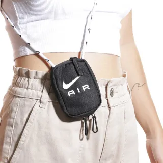 【NIKE 耐吉】POUCH AIR 黑色識別證帶包 貼身錢包 斜肩包 小廢包 零錢包 掛頸包 情侶腰包(N1007479027OS)