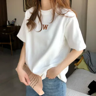 【MoonDy】圓領上衣 純棉短袖 寬版T恤 笑臉上衣 打底衫 美式上衣 上衣 女生上衣 寬版 t恤