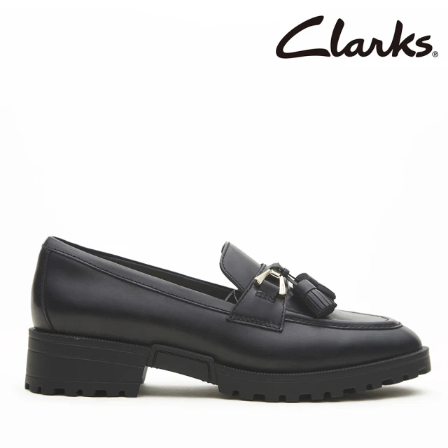 Clarks 女鞋 Kay Step 幾何美感C型金屬飾釦流蘇樂福鞋(CLF80706C)