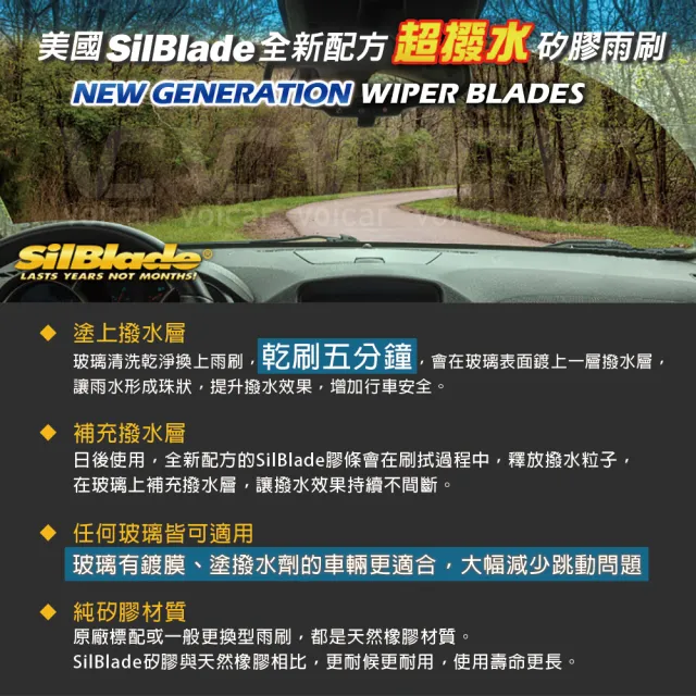 【美國SilBlade】Mercedes Benz C Class W205 / GLC X253 C253 專用(Flex軟骨超撥水矽膠雨刷)