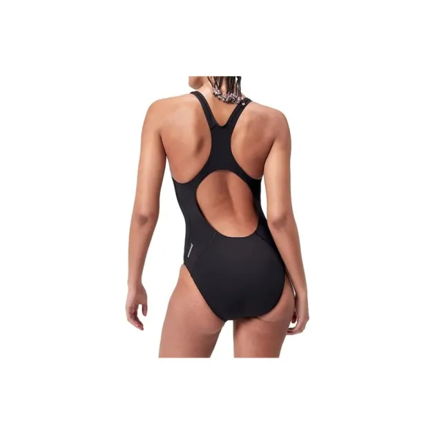 【SPEEDO】ECO ENDURANCE+ 女運動連身泳裝-游泳 泳衣 黑深灰(SD8135170001)