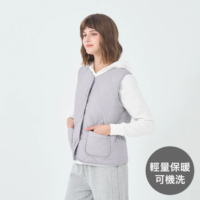 GIORDANO 佐丹奴 女裝雙面穿背心 E-care輕暖系列(70 淡紫灰X海霧藍)