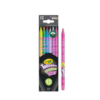【crayola 繪兒樂】星光炫彩旋轉彩色鉛筆12色(深色紙張顯色)