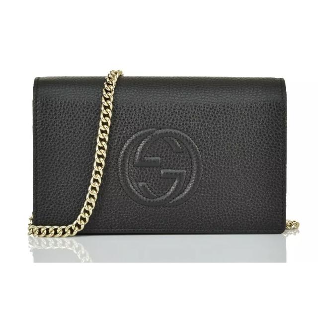 【GUCCI 古馳】598211 經典SOHO鍊帶WOC手拿/斜背包(黑色)