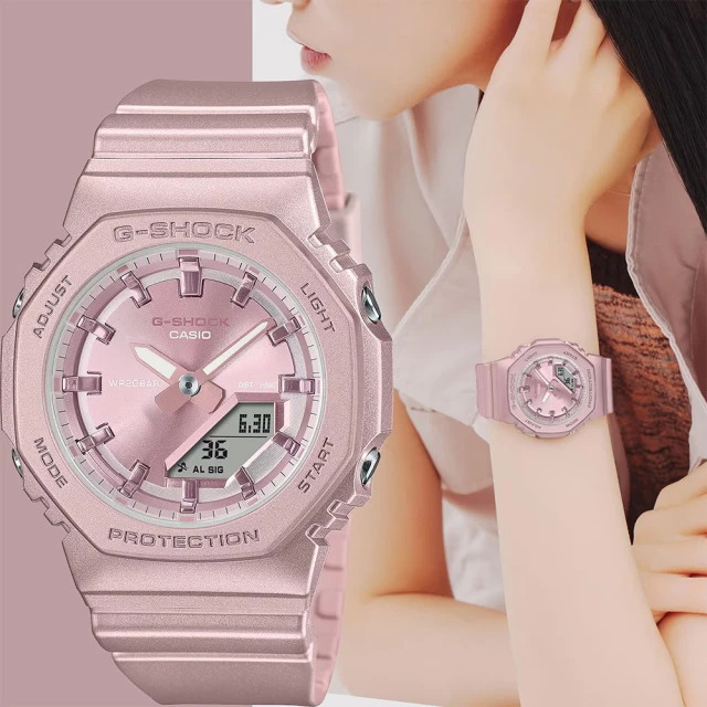 CASIO 卡西歐 G-SHOCK 粉彩金屬八角手錶 女錶(