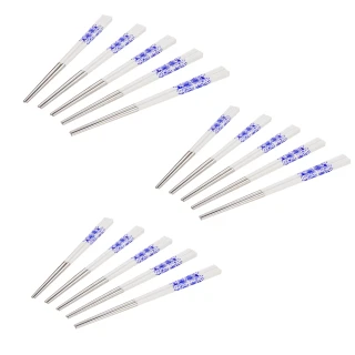【Buffalo 牛頭牌】小牛彩晶不鏽鋼筷15入組-青花瓷(304不鏽鋼 SGS檢驗合格)