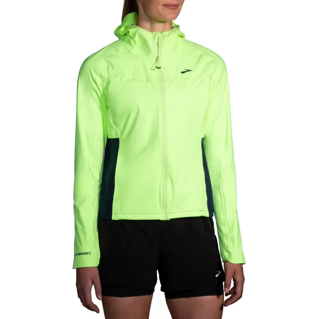 【BROOKS】女 High Point 女防水外套_萊姆黃/海軍藍(221608751)