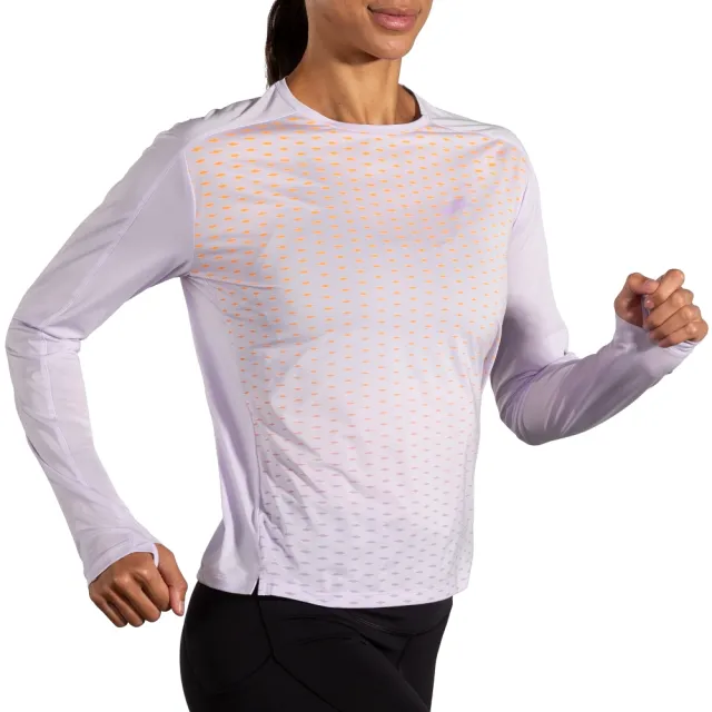 【BROOKS】女 Sprint Free 長袖上衣 2.0_淺紫/充電(221612596)