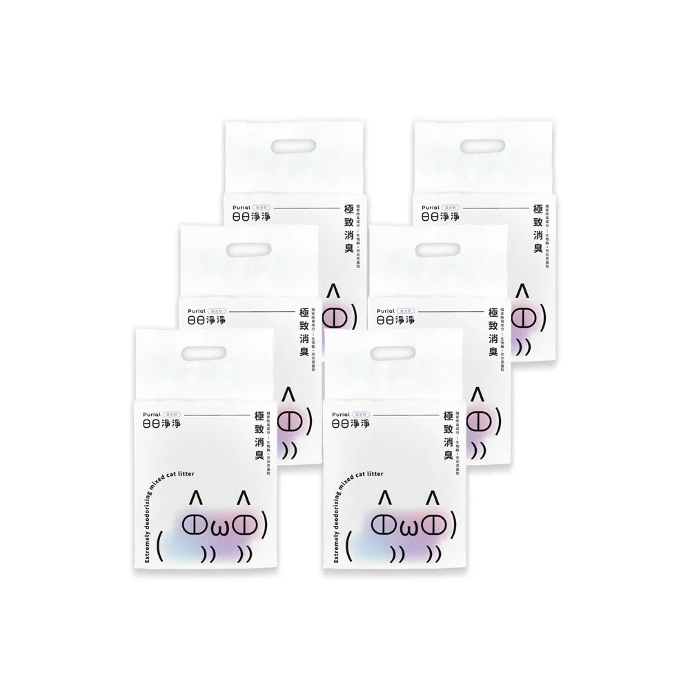 【Purial 日日淨淨】日日極致四重消臭混合貓砂2.4kg 六入組(貓砂盆清潔 混和砂 豆腐砂 礦砂 除臭貓砂)