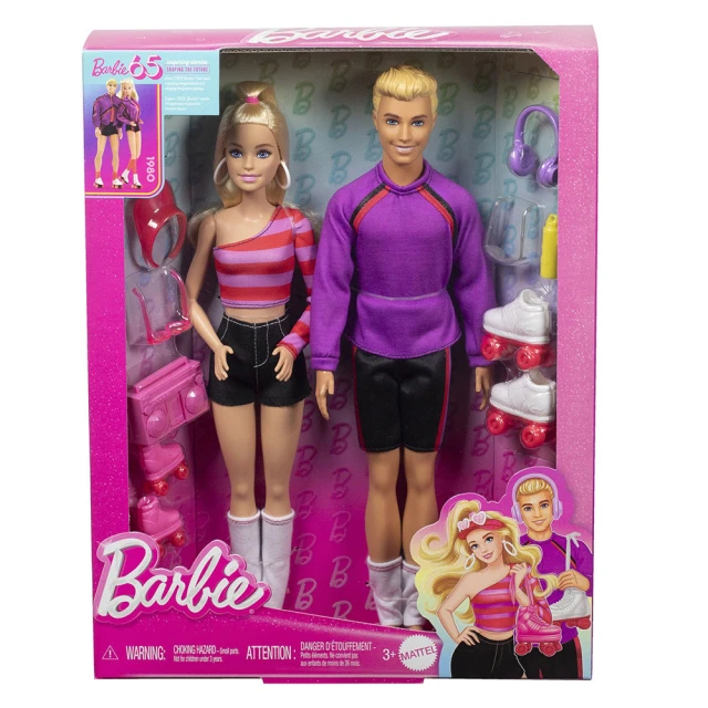 MATTEL 美泰兒 芭比與肯尼65周年特別版 - 80年代經典溜冰造型組合