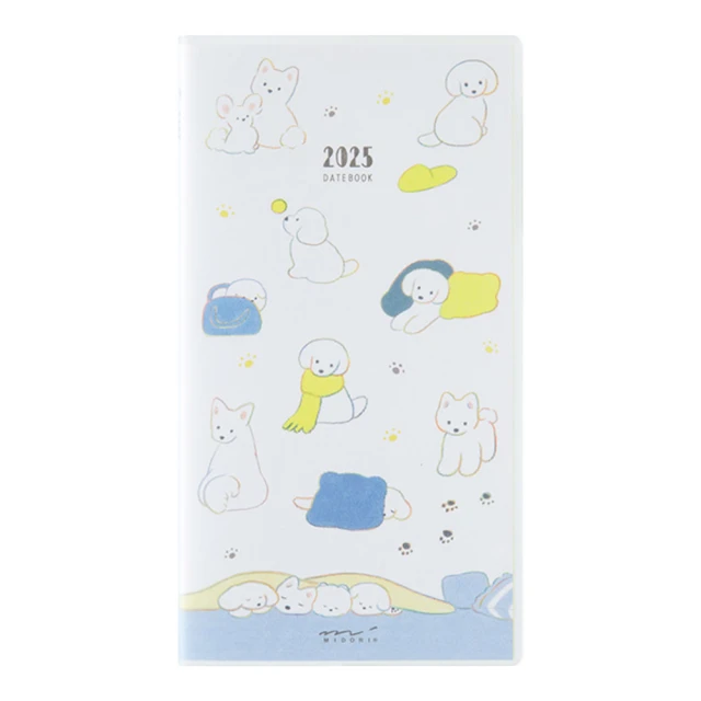 MIDORI 《2025 Pocket Diary 手帳 - 小狗》Slim 月間