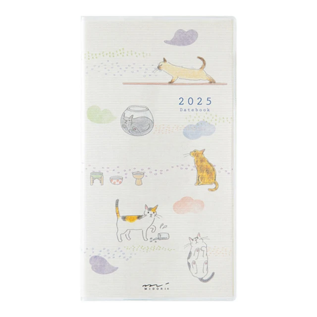 MIDORI 《2025 Pocket Diary 手帳 - 小貓咪》Slim 月間