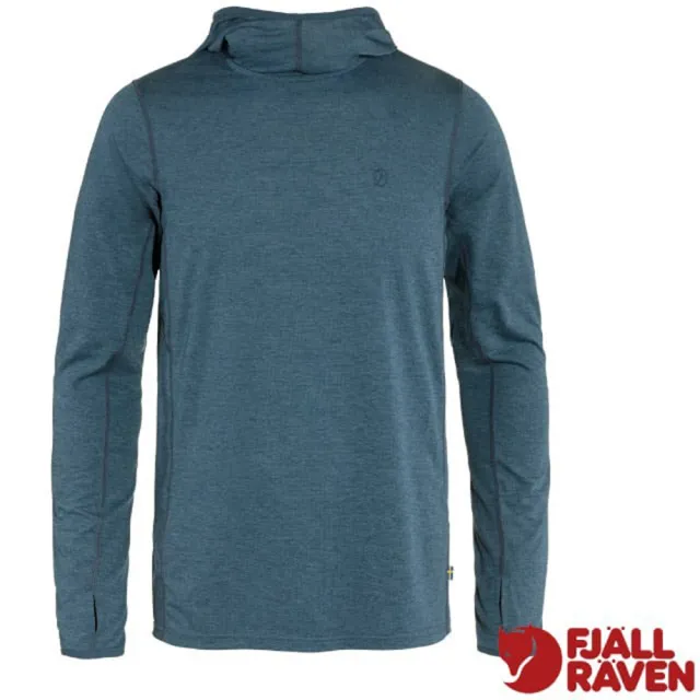 【Fjallraven】小狐狸 男 Abisko Sun Hoodie 針織彈性連帽長袖排汗衣.休閒帽T(87199-534 靛藍)