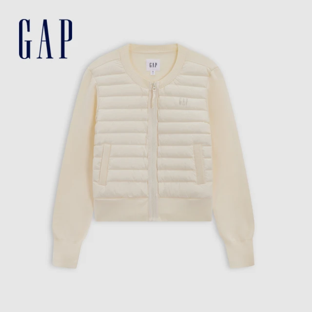 GAP 女裝 Logo圓領羽絨外套-米色(634171)