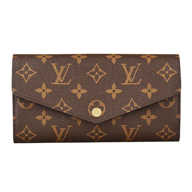 【Louis Vuitton 路易威登】M62234經典SARAH系列Monogram花紋牛皮釦式長夾(紫紅)