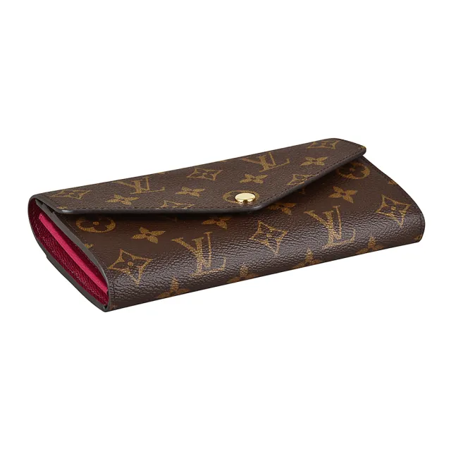 【Louis Vuitton 路易威登】M62234經典SARAH系列Monogram花紋牛皮釦式長夾(紫紅)