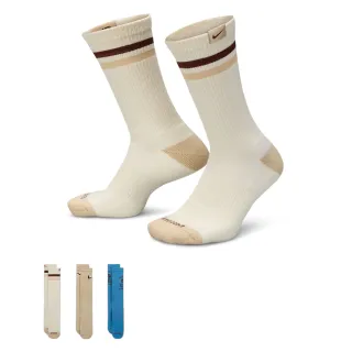 【NIKE 耐吉】襪子 中筒襪 運動襪 3雙組 U NK ED CSH CREW 144 VRSTY 米/奶茶/藍 FQ0325-901