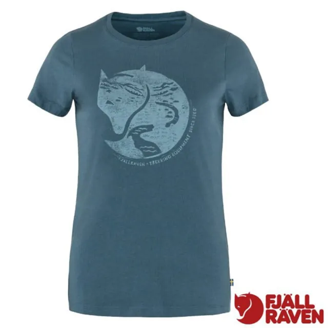 【Fjallraven】小狐狸 女款 Arctic Fox 輕量吸濕彈性透氣有機棉短袖圓領衫(89849-534 靛藍)