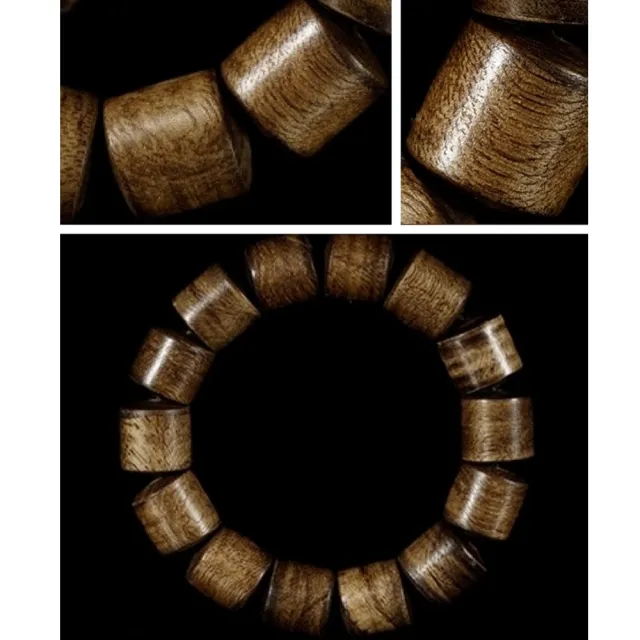 【八方開運】印尼加里曼丹黑油老料沉香佛珠手鍊(14mm15顆桶珠款文玩木手鍊男女皆適用)