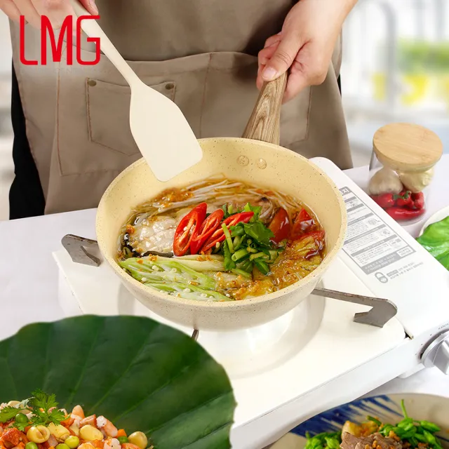 【LMG】香草系列日式不沾炒鍋20cm無鍋蓋 適用各種爐具