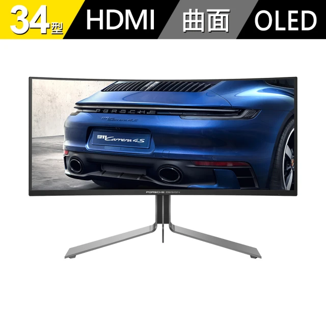 AOC PD34 PORSCHE DESIGN 34型 QD-OLED 240Hz 曲面電競螢幕(Adaptive-Sync/HDR10/0.03ms)